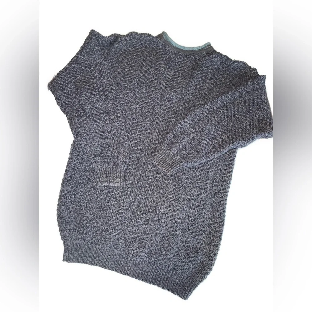 ENRO Men’s 100% Cotton Knit V-Neck‎ Sweater Tall XL Blue Textured